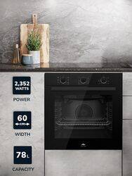 MILLEN Built In Electric Oven 7 Cooking Modes, 78L - 3 Year Warranty, SCHOTT Inner Glass, MEO 6001 BB